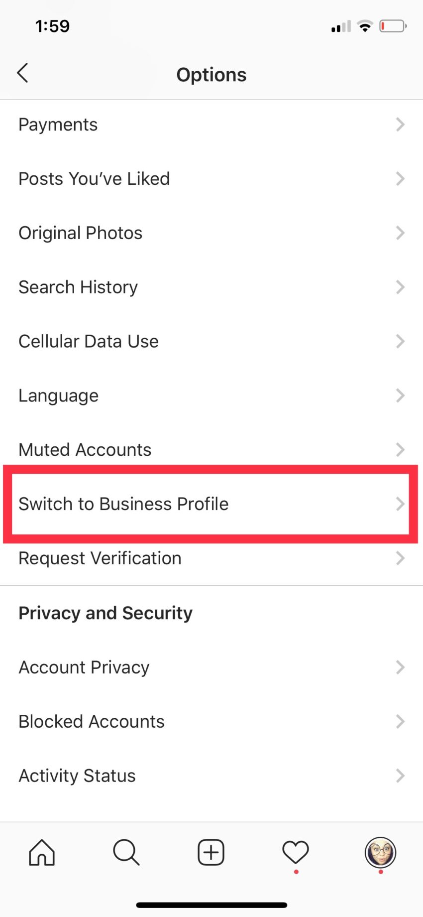 Instagram Personal To Business Profile Step 3