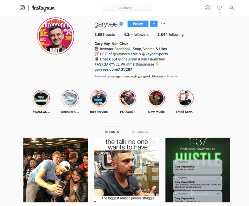 Gary Vee Instagram Authority