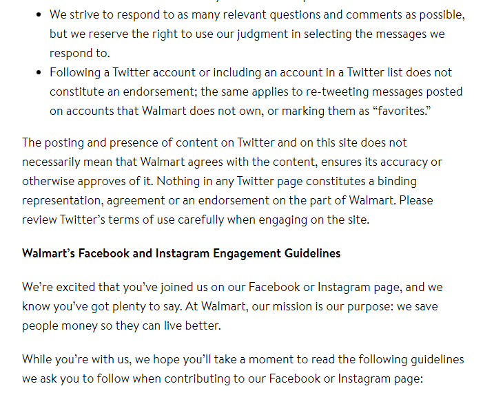 How to write a Social Media Policy for your company Walmart sample