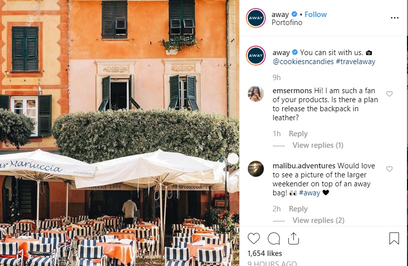 instagram for business and marketers AWAY sample