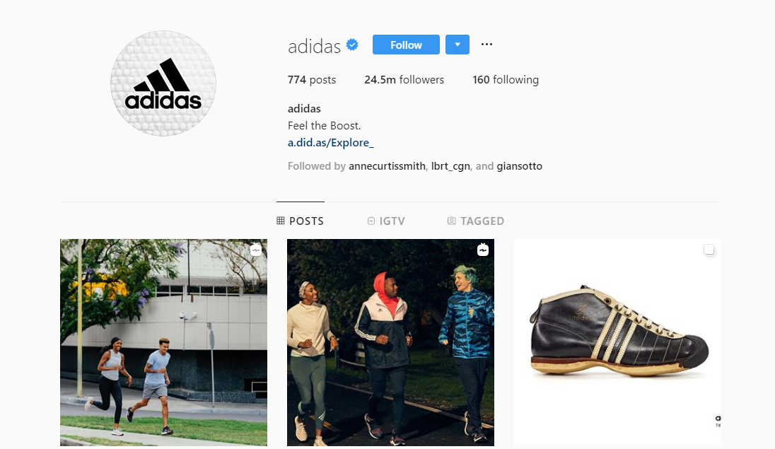 adidas instagram page