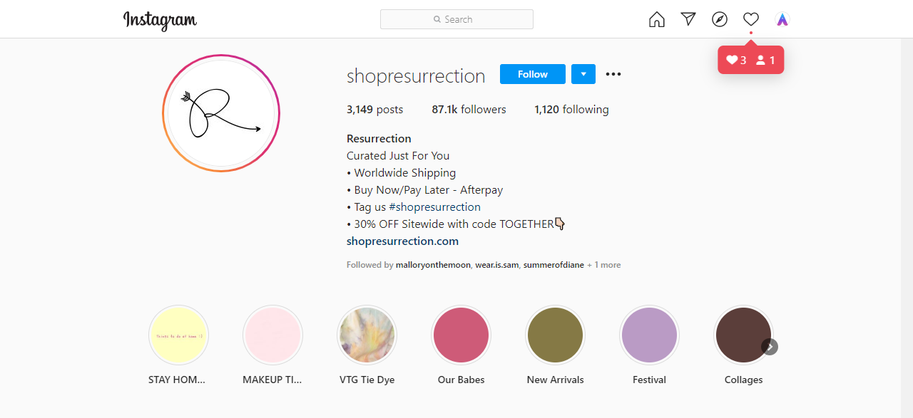 30 Trendy Instagram Boutiques shopresurrection Ampfluence 1