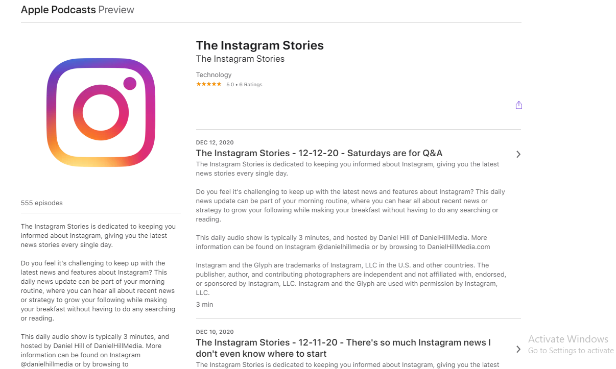 006 - Meilleurs podcasts Instagram - Histoires Instagram mises à jour quotidiennement