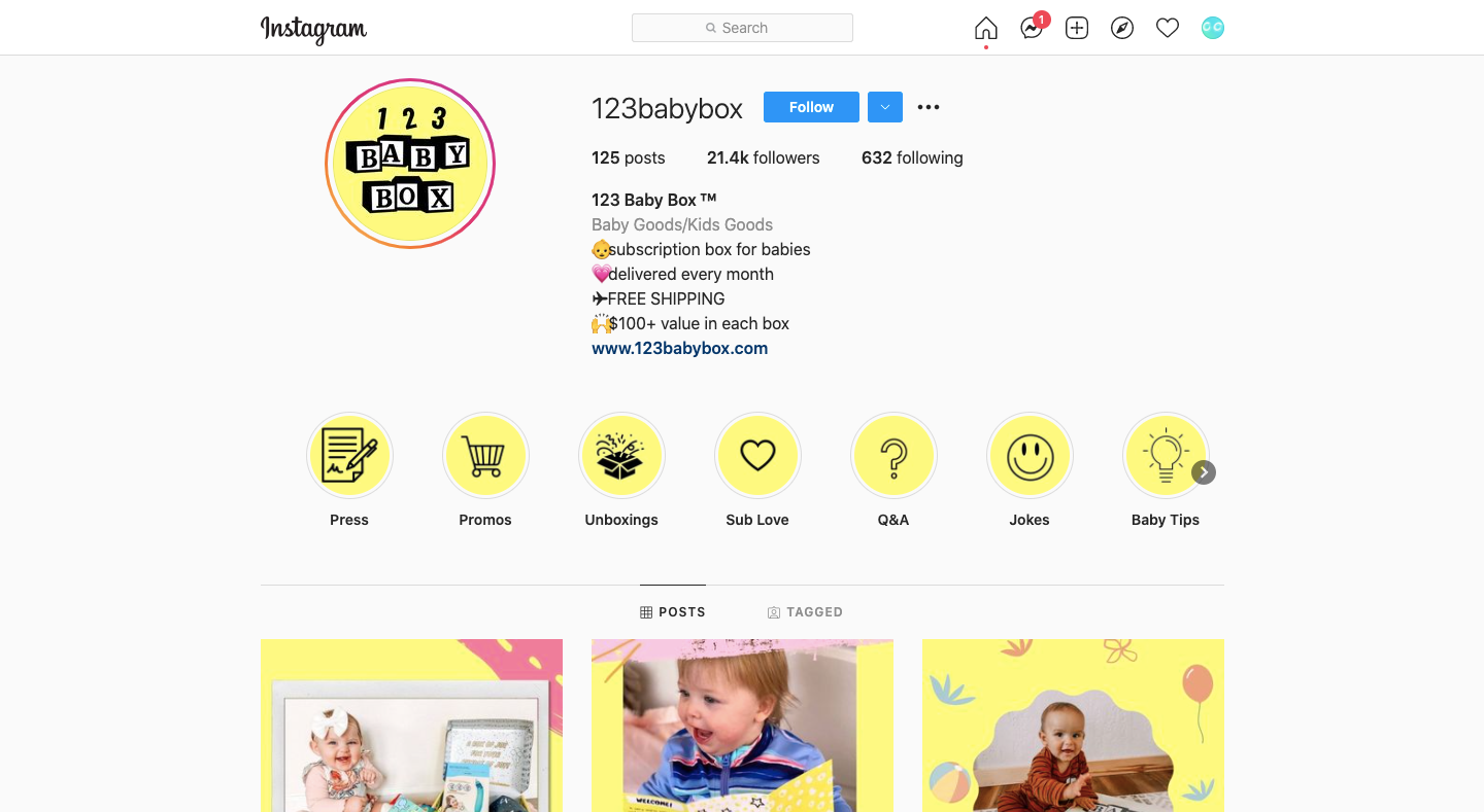 123babybox instagram ecommerce sales tips