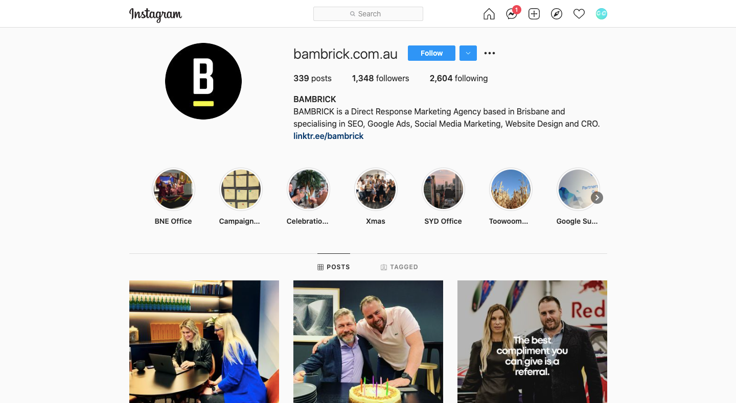 bambrick instagram ecommerce sales tips