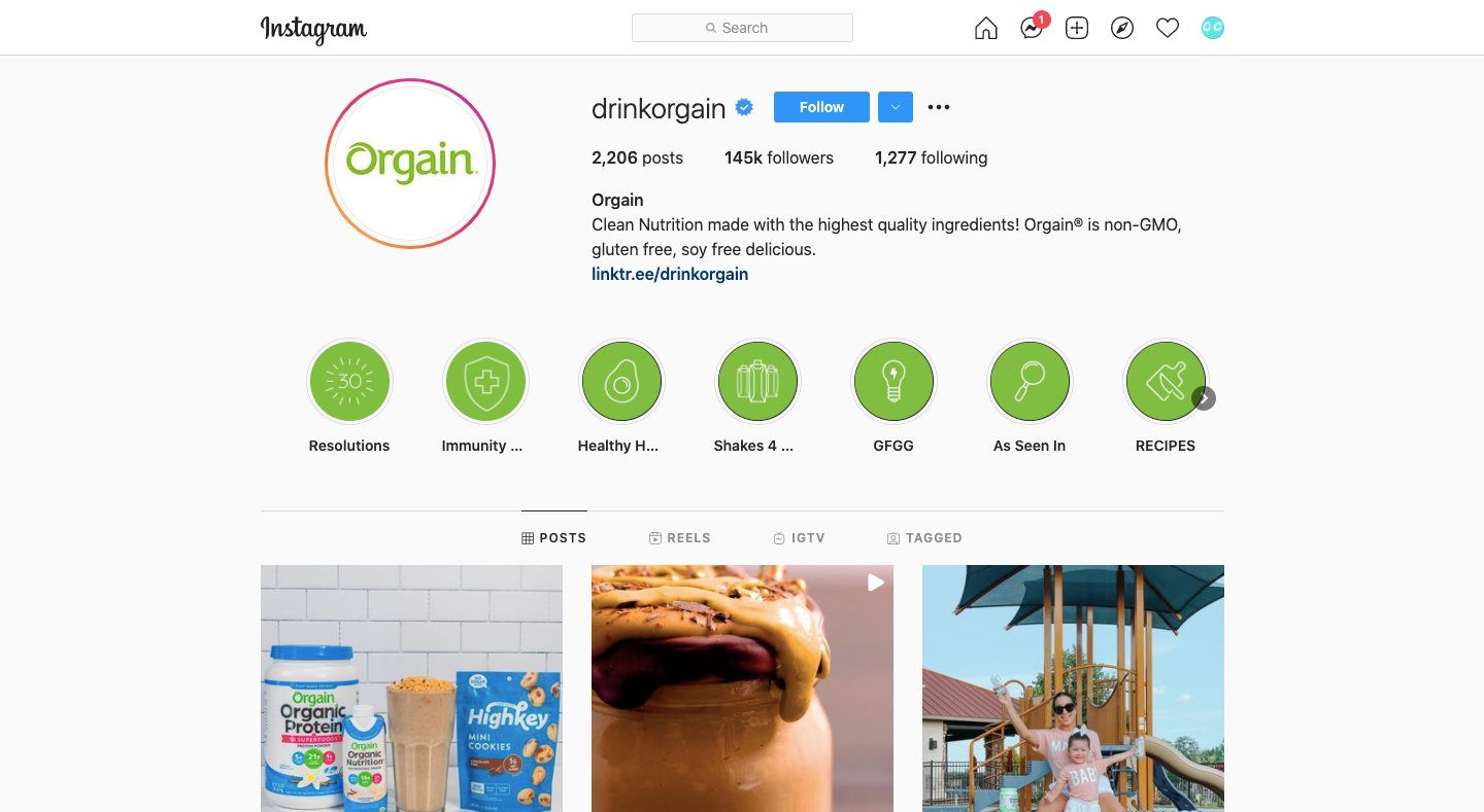 drinkorgain instagram ecommerce sales tips