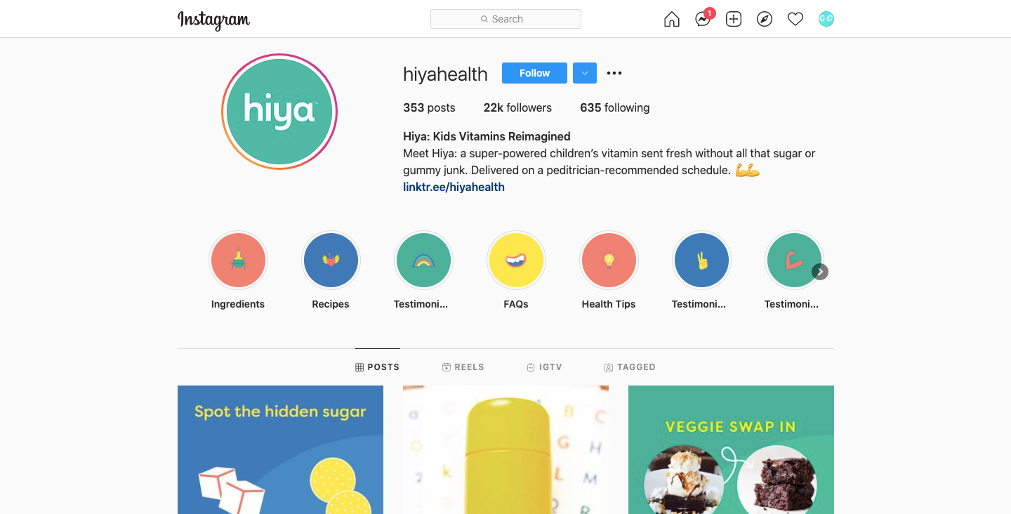 Hiya Health Instagram Ecommerce Sales Tip
