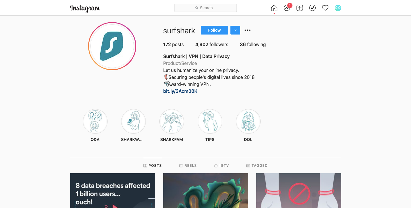 surfshark ecommerce instagram sales tips