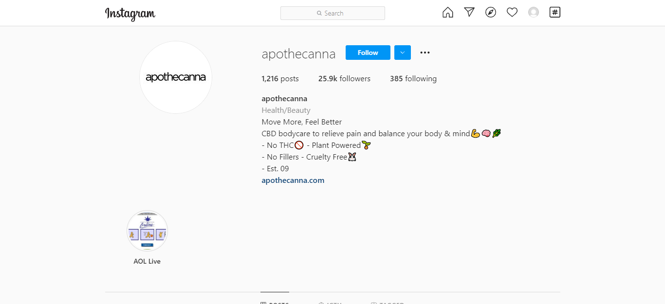 apothecanna instagram management tip for brands